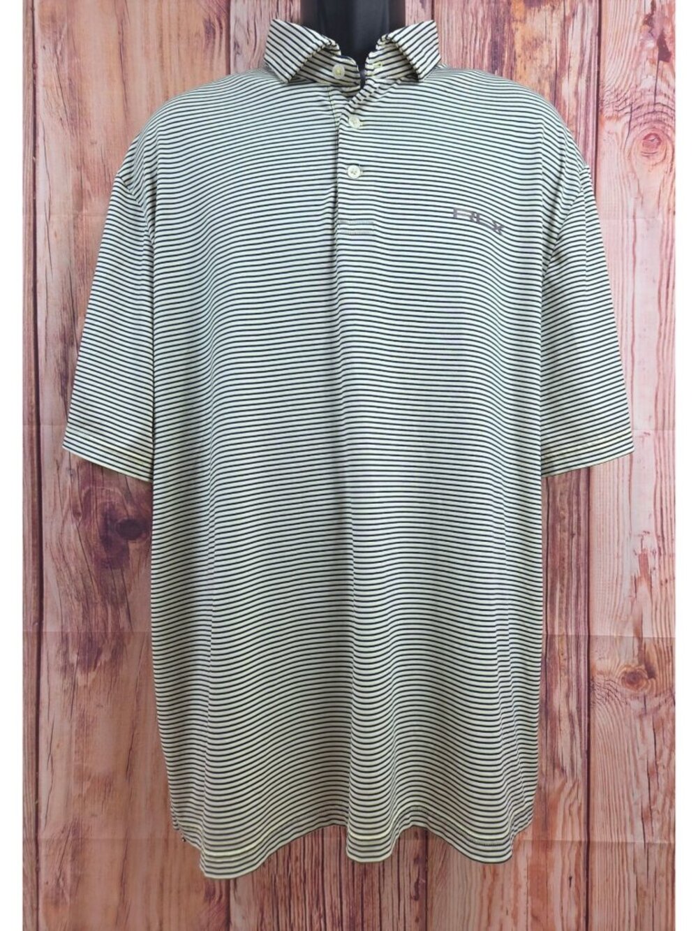 RLX Ralph Lauren Mens Beige & Navy Striped Polo XXL